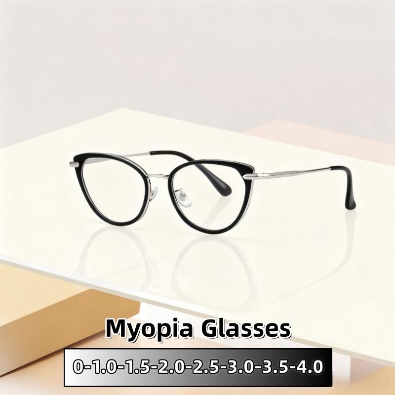 Unisex Anti Blue Light Cat Eye Glasses Vintage Full Frame Myopia Eyewear for Women Men Eye Protection Fashion