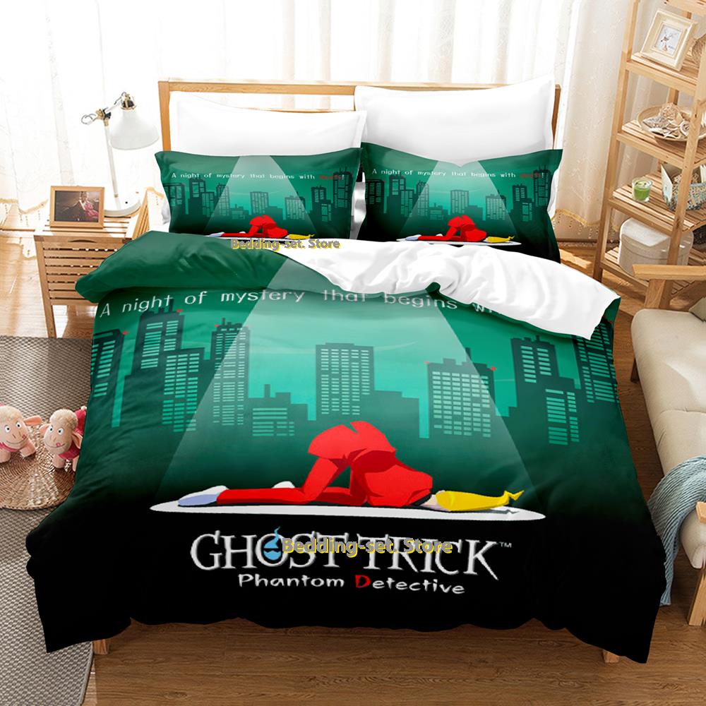 Game Ghost Trick Bedding Set Single Twin Full Queen King Size Bed Set Adult Kid Bedroom Duvetcover Sets Personality Anime Bed