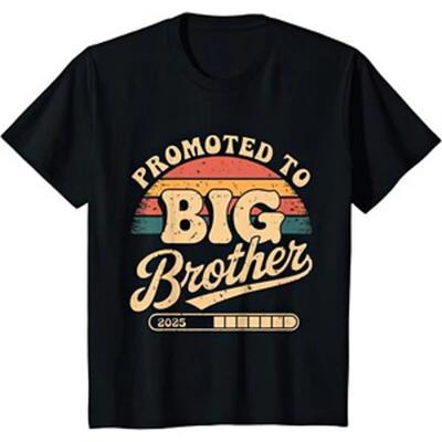 T Shirt Promoted To Big Brother New Born Geschenk Neu Geschwister Bruder Berraschung Vintage Washed Versatile Breathable Soft