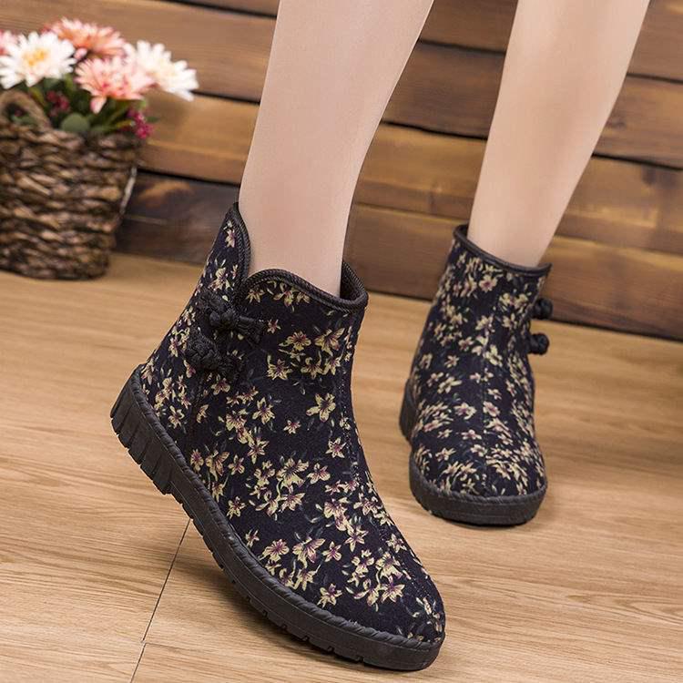 Women's Winter Ethnic-Style Fleece-Lined Non-Slip Snow Boots