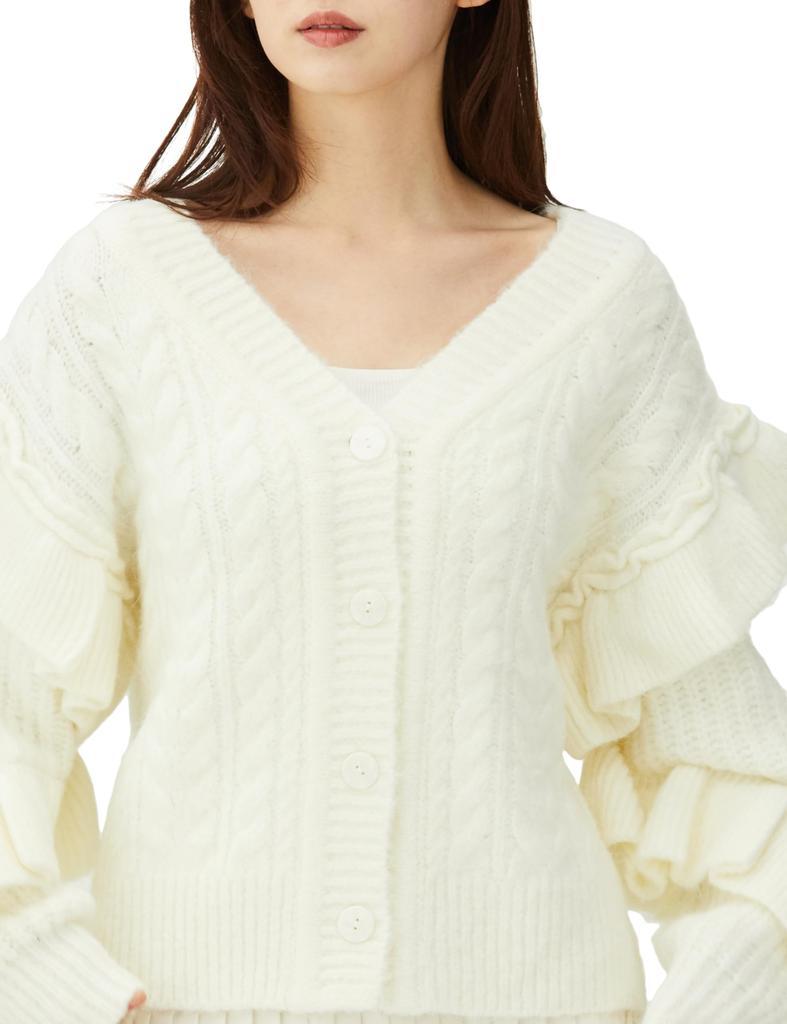 Jill by Jill Stuart Low Gauge Cable Frill Cardigan