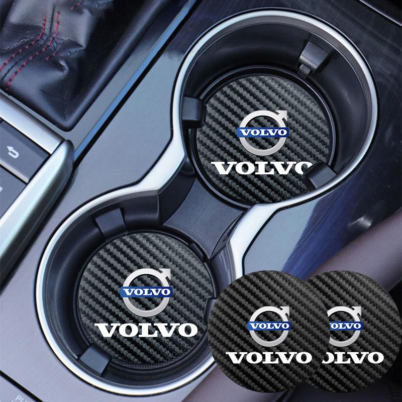tkseq3 Car Cup Anti-Slip Carbon Coaster Bottle Pad Accessories For Volvo XC90 XC60 V50 S60 V70 V60 V40 S90 olestar AWD XC40 S80 T6 V90