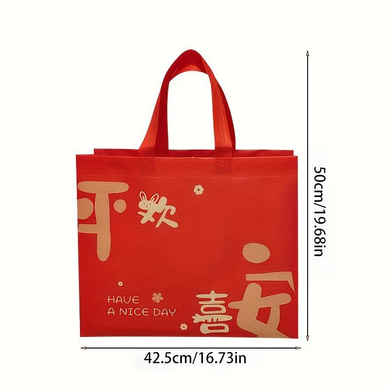 2026 Peace Gift Bag Festive Gift Bag Wedding Non-woven Handbag Spring Festival Shopping Bag New Year Red Blessing Bag