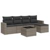 6 Piece Garden Sofa Set with Cushions Gray Poly Rattan