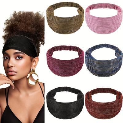 1 PZ Fasce Boho da Donna Morbida Fascia Turbante Elastica Intrecciata Fasce per la Testa in Tessuto a Strisce per Donne e Ragazze