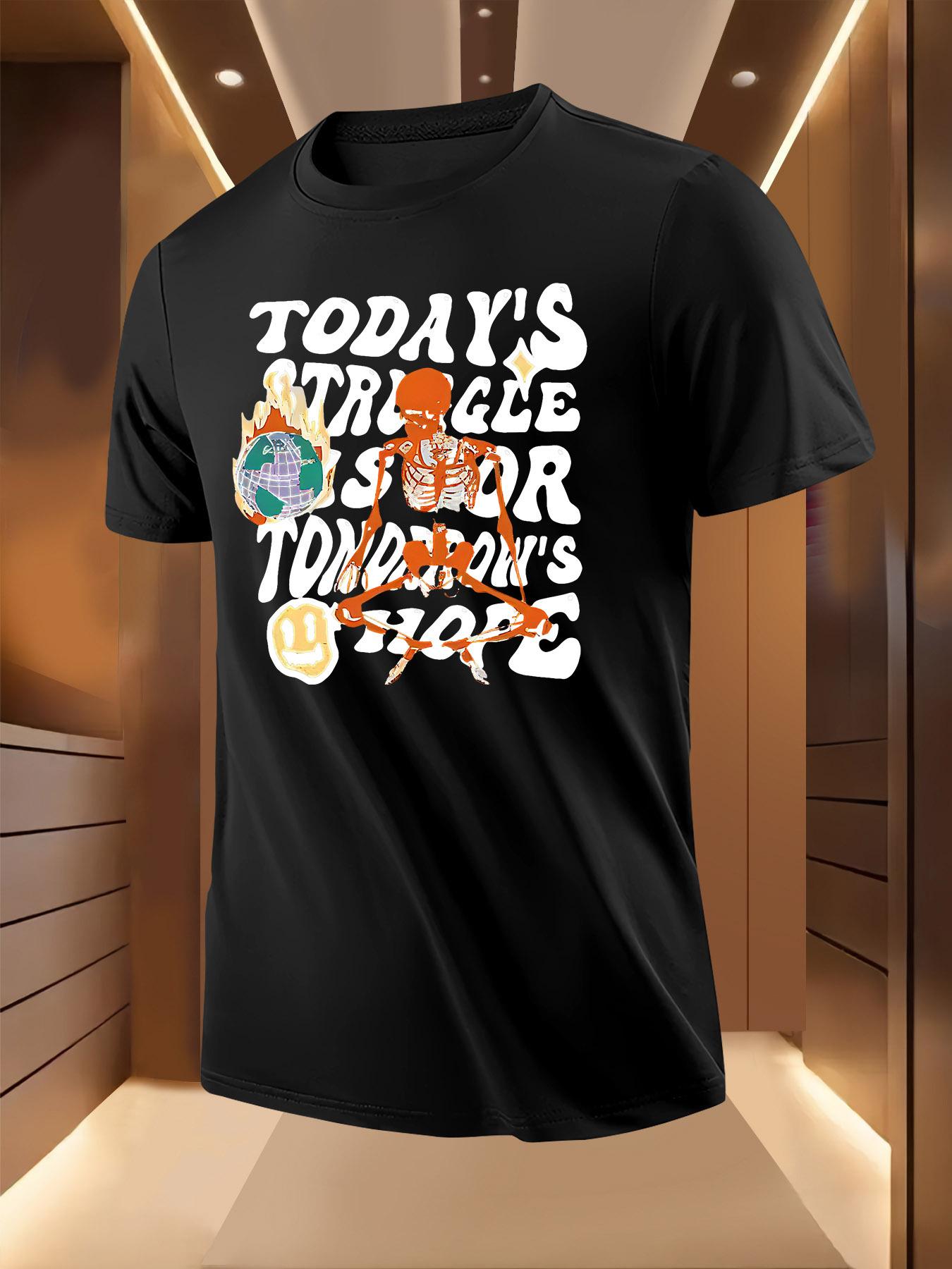 Graphic Tshirt - White with Brown Today s Struggle Moti... S