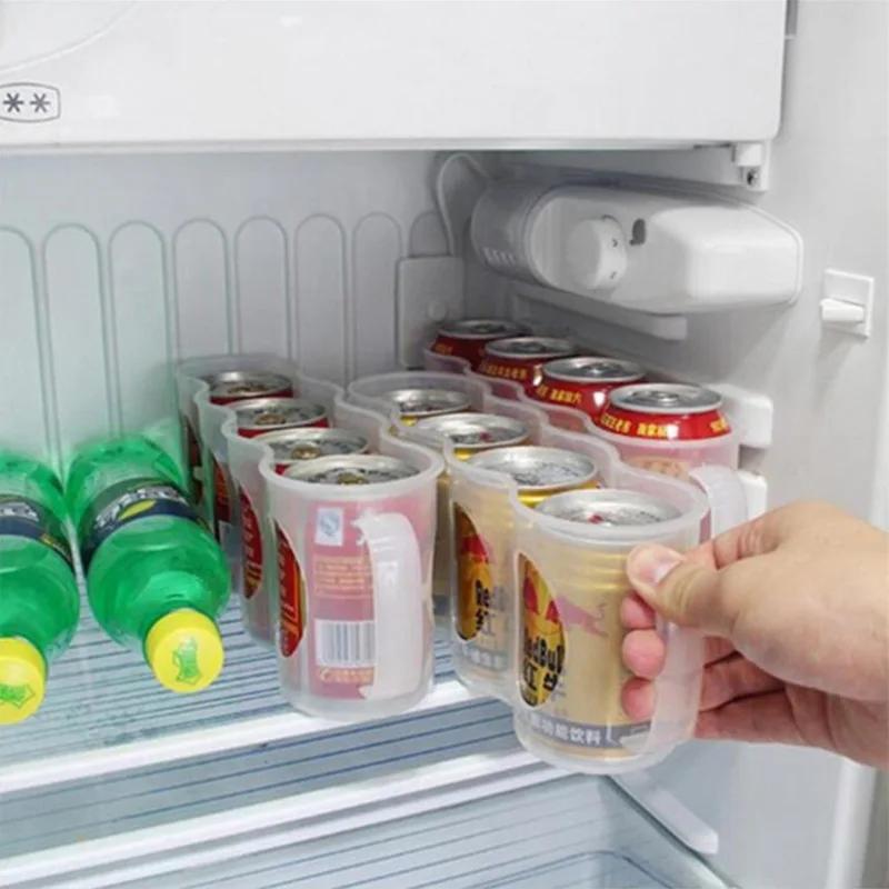 4 Holes Beer Can Organizer Fridge Soda Drink Bottle Holder Refrigeration Kitchen Storage Box Space-saving Kitchen Accessories