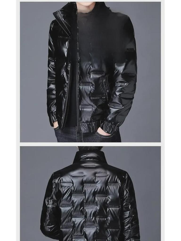 Herren Glänzende Daunen Baumwolljacke - 2022 Winter Trend, Kurz, Dick, Warm und Stilvoll