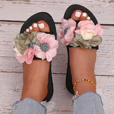 Pantuflas frescas con estampado floral para mujer, antideslizantes y ligeras, talla grande 42, pantuflas para mujer, suministro a largo plazo, hechas a mano para mujer