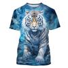 3D Tiger Pattern Printed Fashion T-shirt Tiger Element Printed Summer New Men's Personalized Cool Top Men's Fun T-shirt