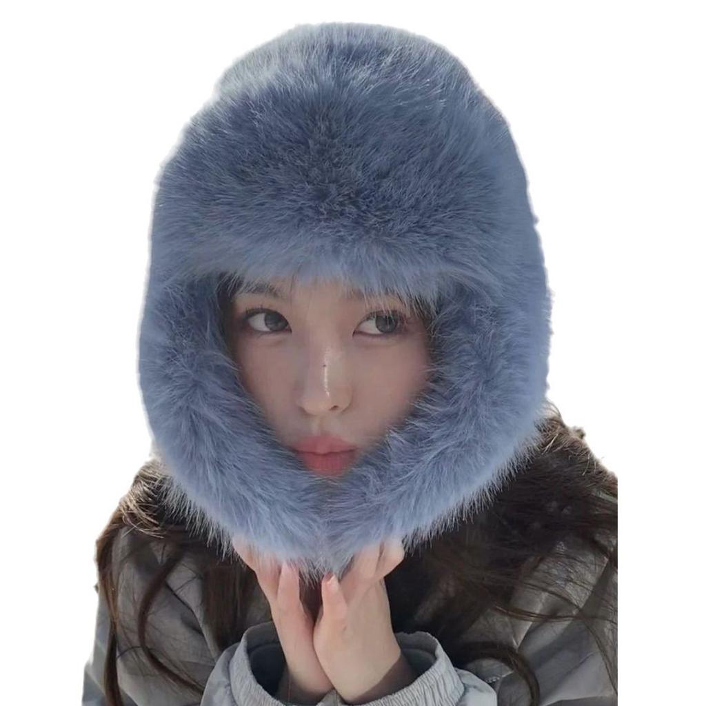 Blauer Nerzimitat Lei Feng Hut Damen Winter Plüsch Ski Kalt Warm Ohrenschutz Hut Fleece Verdickter Hut