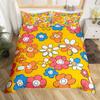 Erosebridal 60S 70S Hippie Duvet Cover Twin Vintage Boho Sun Bedding Set Groovy Flowers Clouds Love Hearts Comforter Cover for Kids Girls Te