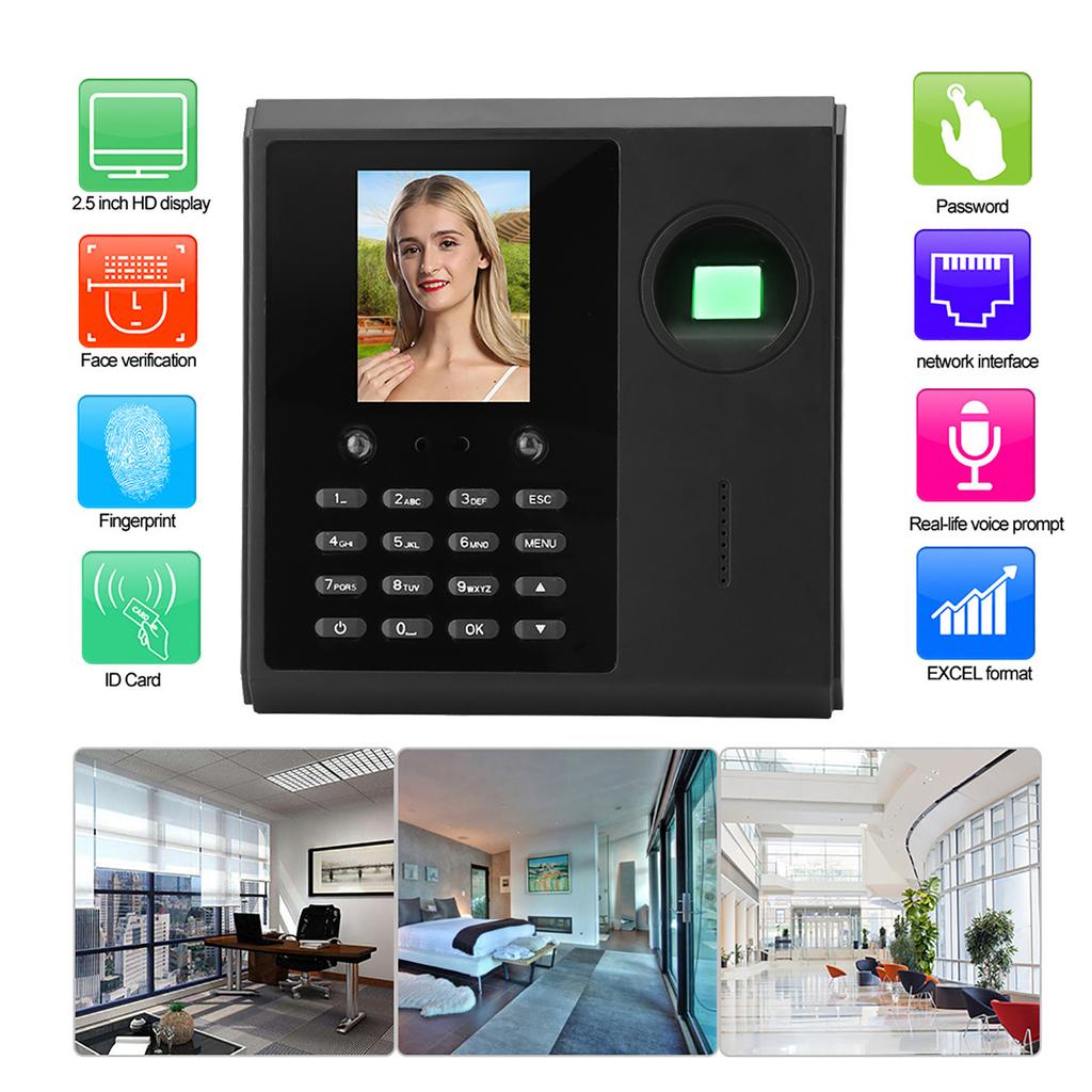 2.5in Face Fingerprint Time Attendance Access Control Machine w/ Network Interface