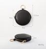 mieno Women's Leather Coin Purse, Small Item Case, Cowhide Leather Mini Pouch, Circle Pouch, Round (Black)