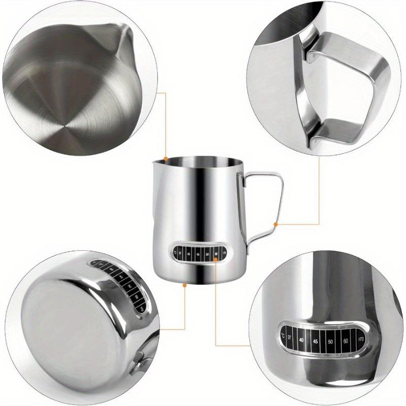 2pcs Milk Frothing Pitcher 20 Oz Stainless Steel Latte Art Pitcher Temp Control Milk Jug Barista Tools Coffee Shop Accessories