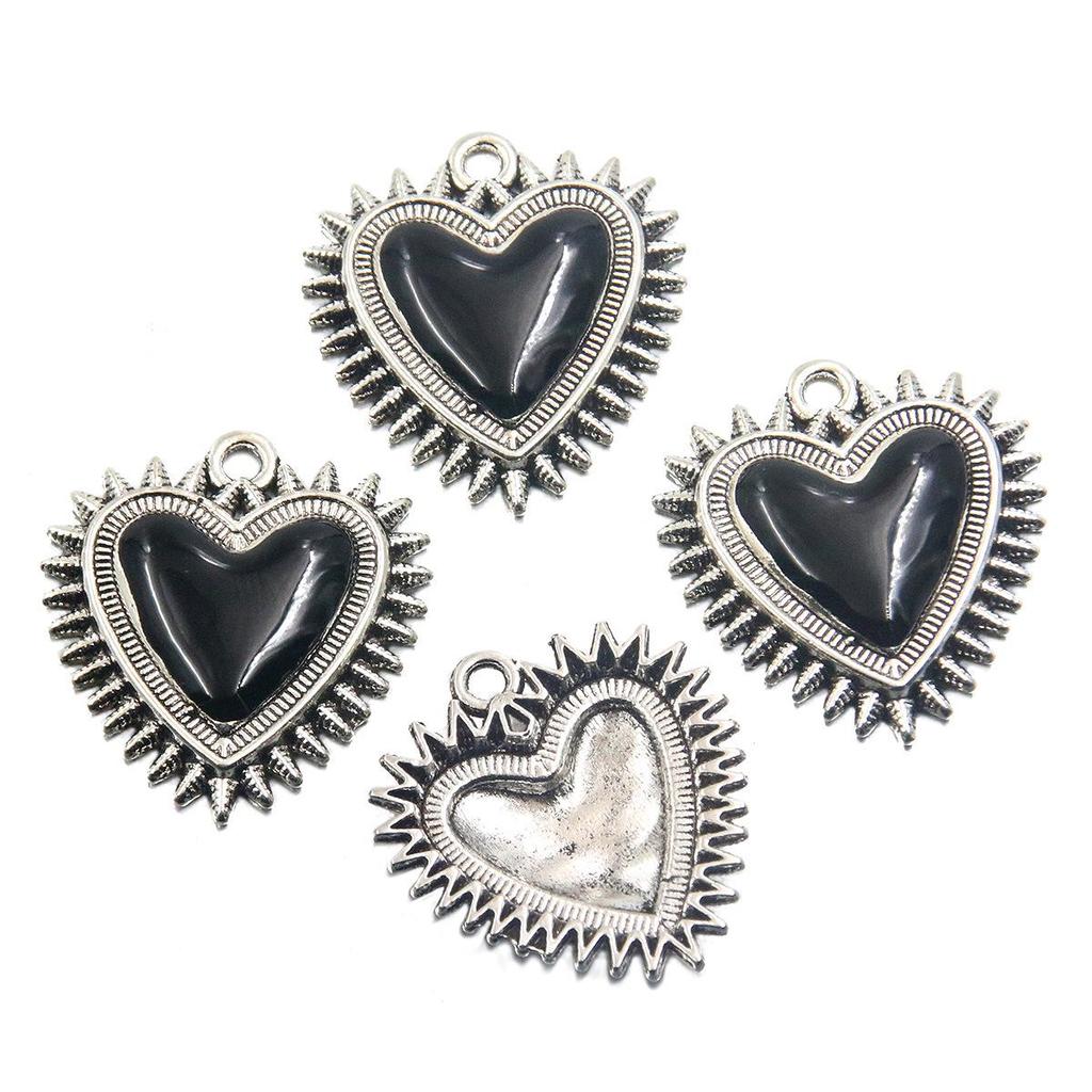 25x27mm Retro Gothic Heart Drip Oil Pendant for DIY Bracelet and Necklace Jewelry