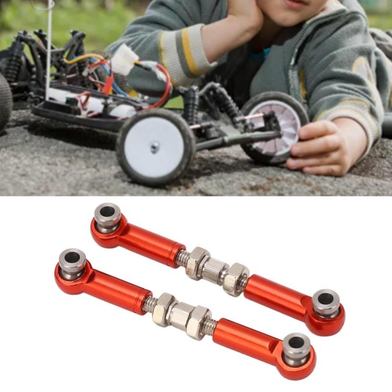 2PCS RC Steering Link Rod Servo Pull Linkage Arm Aluminium Alloy RC Car Parts For MJX 14210 14209 16208 16209 1/14 Red