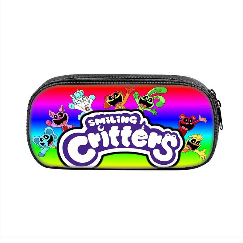 Smiling Critters Cartoon Pencil Case Nylon Kids School Supplies Storage For Children