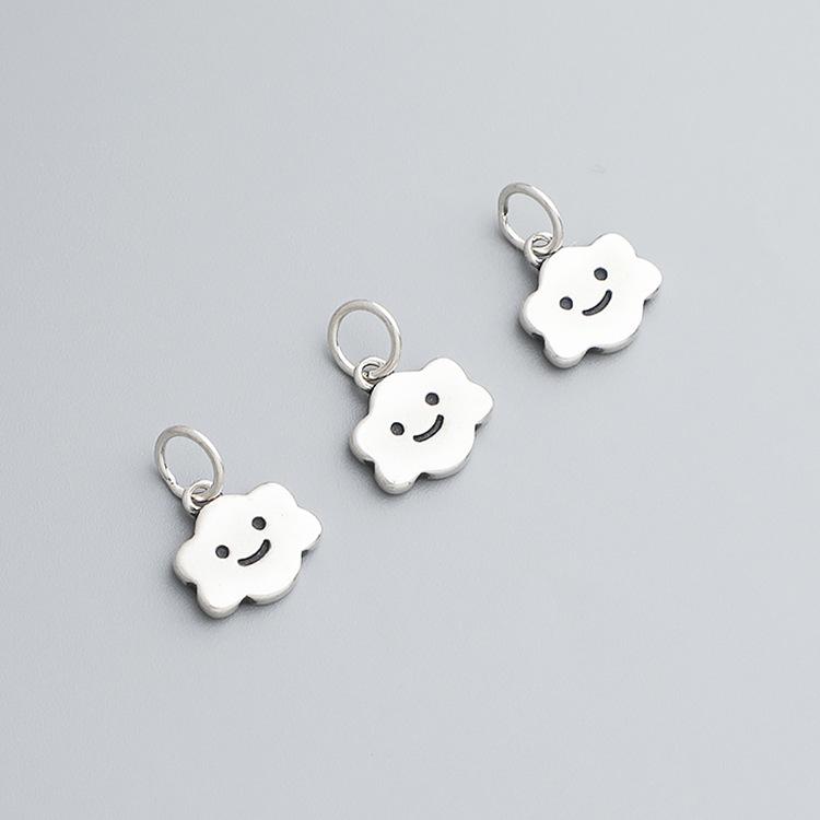 S925 Sterling Silver Smiley Face White Cloud Pendant for DIY Bracelets, Necklaces, Charms & Jewelry.