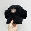 New Style Unisex Baseball Cap for Winter, Thickened And Warm with Ear Protection, Versatile Embroidered U Letter Plush Flat Cap.