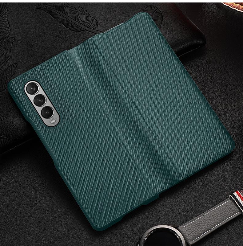 Applicable To Samsung ZFold3 Mobile Phone Case Ultra-thin Carbon Fiber Kevlar Flip Leather Case Limited Edition W22 Protective Case