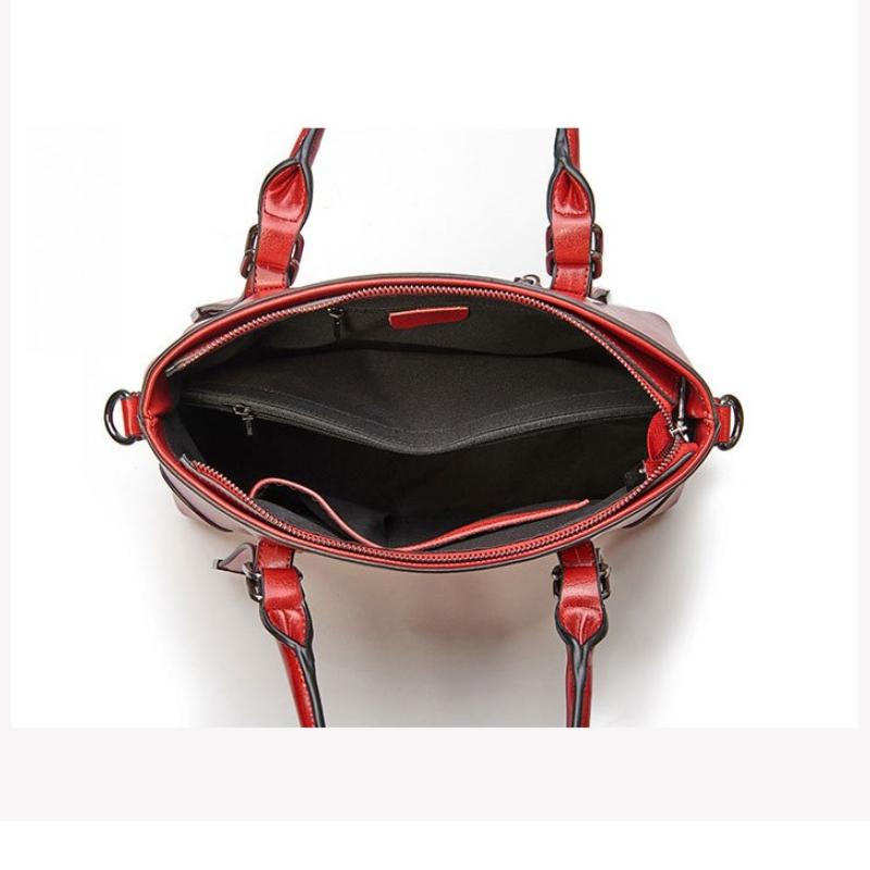 Women Shoulder Cross Body Handbag Top Handle Bag Genuine Leather Casual Designer Lady Female Oil Wax Cowhide Messenger Tote Bag