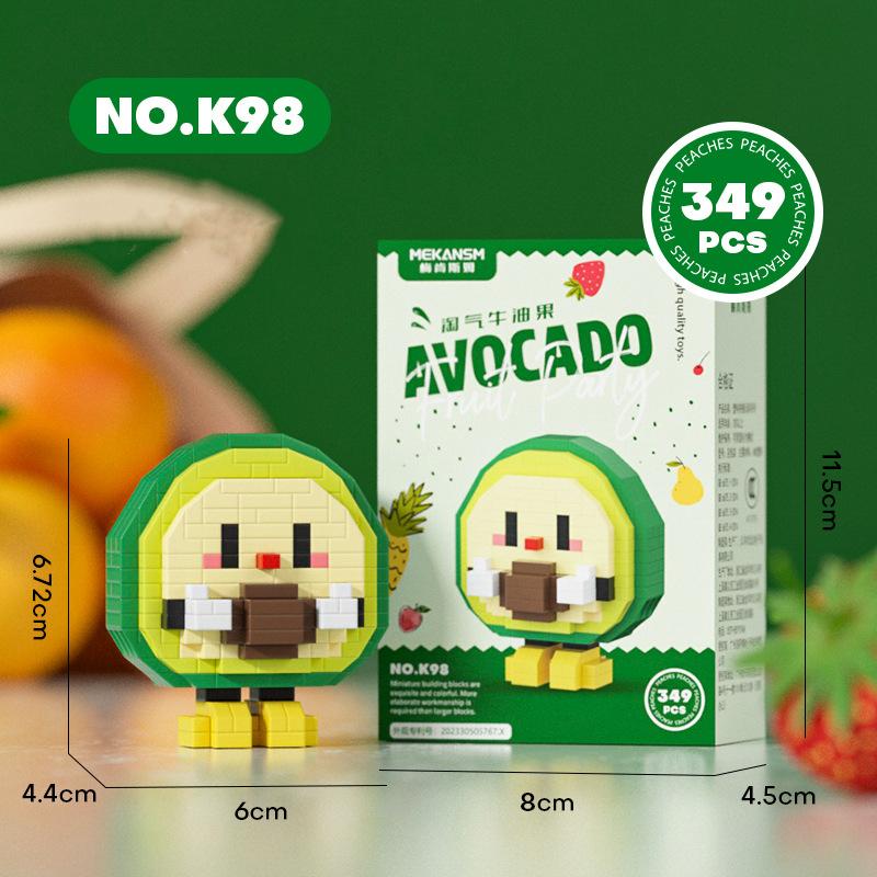 Blocuri de construcție creative pentru copii Asamblare puzzle Pepene verde Durian Avocado Ornamente pentru păpuși de desene animate de birou DIY Jucărie Cadou