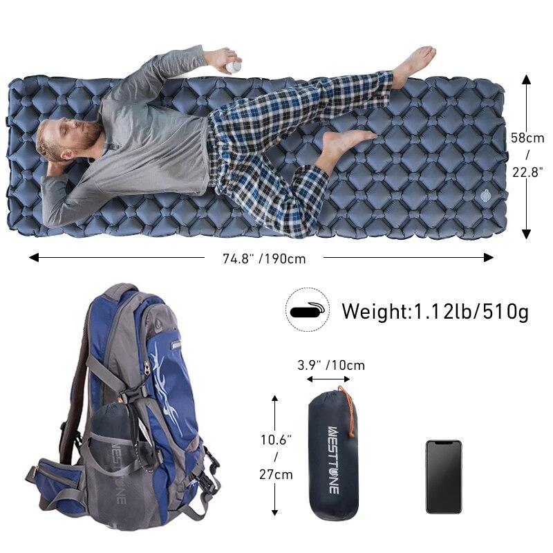 Westtune Camping Sleeping Pad Ultralight Inflatable Mattress Portable Outdoor Air Cushion Sleeping Mat For Travel Hiking