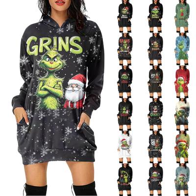 Women's Casual Fashion Long Sleeve  Printed Hooded Pullover Sweatshirt