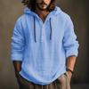 Baumwoll- und Leinenhemd Kapuzensweatshirt Langärmlig Kapuze Lässig Alltagskleidung für Frühling und Sommer
