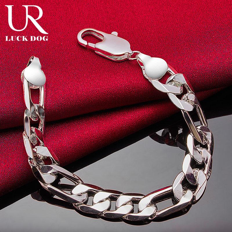 925 Sterling Silver 12mm Side Chain Bracelet Fashionable Wedding Jewelry
