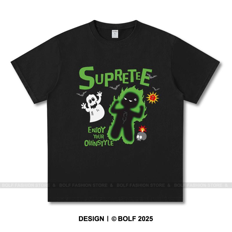Women's Supretee Printed T-Shirt 100% Cotton Oversized Brand Logo Graphic Tees for Men Summer Tops Urban Streetwear