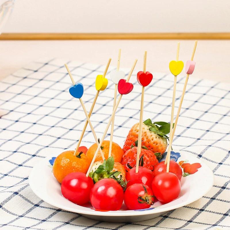 100 PEZZI Bastoncini Frutta Spiedini Bambù Bicchiere Buffet Cupcake Forchetta Frutta Festa Dessert Bastoncino Insalata Spiedino Cocktail per Decorazione Matrimonio