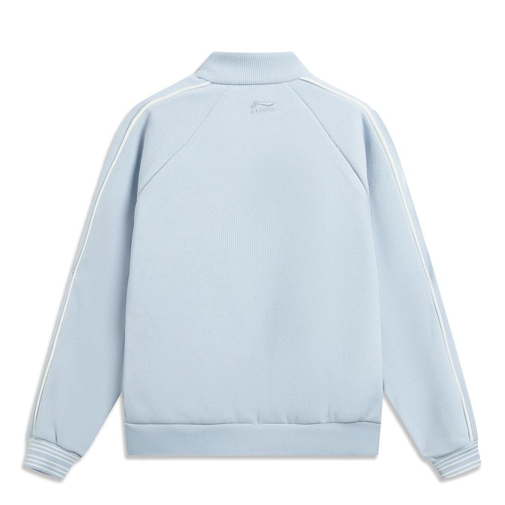 Li-Ning Sports Lifestyle Series Stand Collar Zipper Striped Letter Color Block Sweatshirt Women sweatshirt AWDV994-2