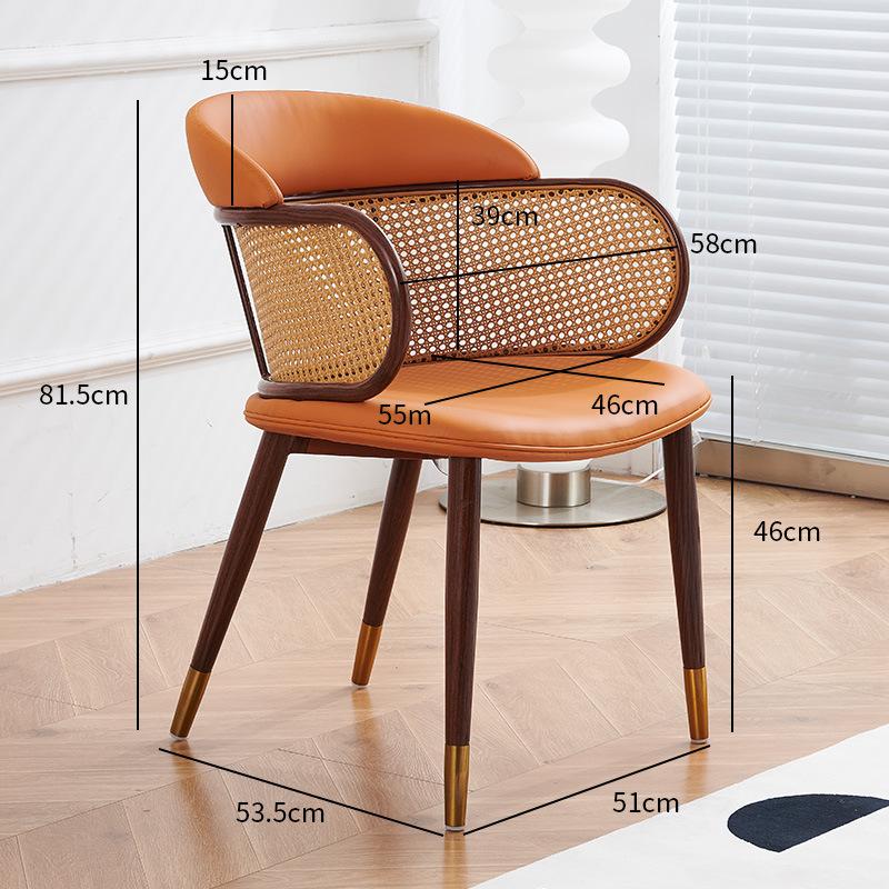 Light Luxury Rattan Armchair Single Person Chair Home Restaurant Backrest Chair Vintage Coffee Shop Chair