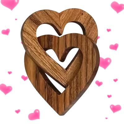Interlocking Hearts Wood Desktop Decor Romantic Joined Heart Craft For Newlyweds Couples Home Decorators Craft Lovers Homeowners