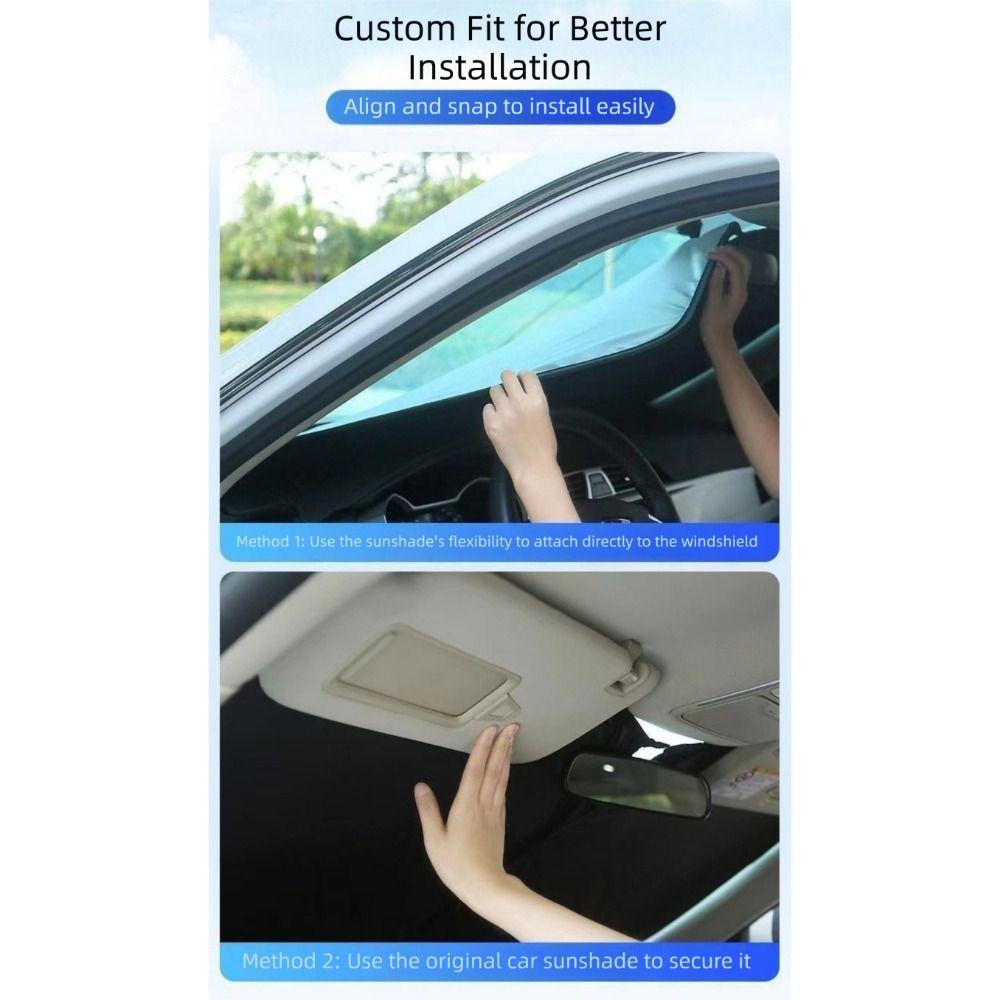 Titanium Silver Windshield Visor Cover with Storage Bag Car Front Window Sunshade  Parking