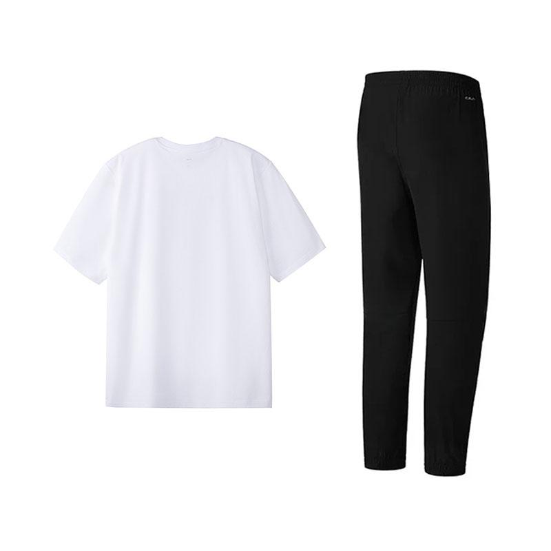Li Ning Simple Breathable Casual Short Sleeve Top Comfortable Pants Sports Suit Men suit White Black W775-4+V813-1