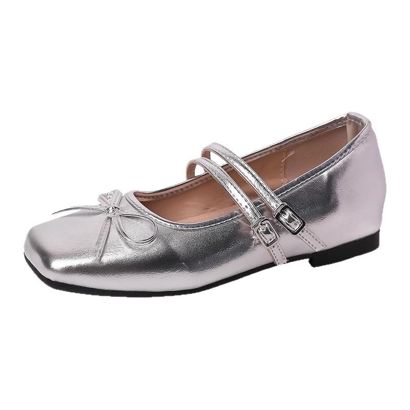 Fairy style bow with Mary Jane shoes, summer new French style with skirt, fashionable and versatile women's single shoes