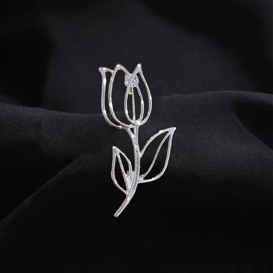 Broche de Aleación para Mujer Forma de Flor de Rosa Hueca Pin de Solapa Trajes Abrigos Bolsos Bufandas Insignia Accesorio Versátil