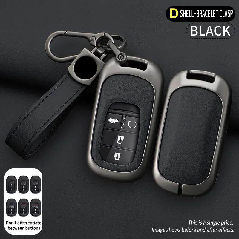 Interior Mouldings Leather Car Remote Key Case Fob Cover Protector Holder Shell For Honda Civic Accord HR-V CR-V CRV 2022 2023 K