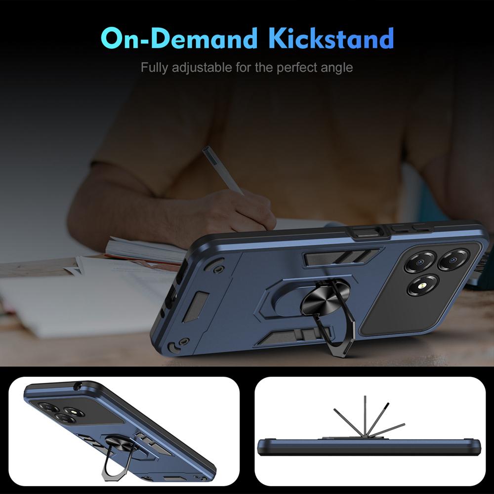 KEYSION Shockproof Armor Case for ZTE Blade A36 4G 5G Soft Silicone+PC Metal Ring Stand Phone Back Cover for ZTE Blade A36 5G