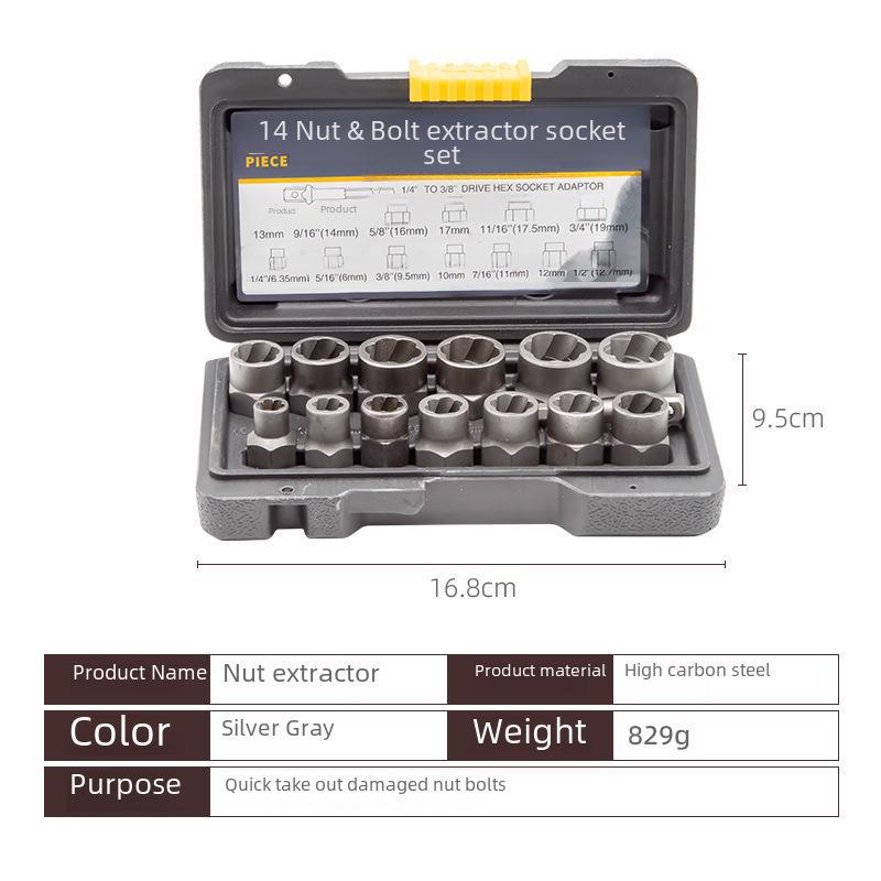 Rusty Screw & Bolt Extractor Sleeve: Anti-Slip, Anti-Spiral, Anti-Tooth Design for Damaged Nuts and Tires