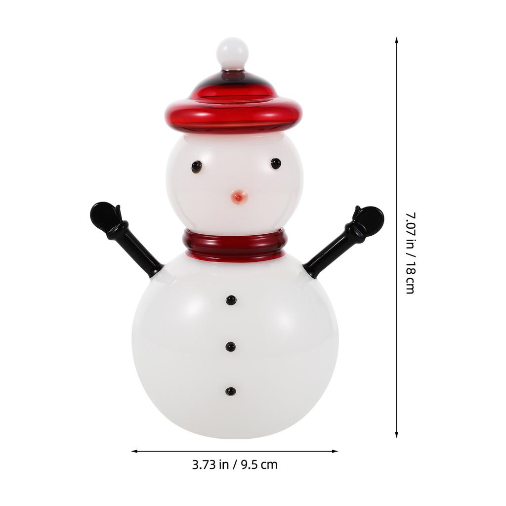 Snowman Candy Jar Glass Storage Container Lid Decorative Candy Can Christmas Party Decor Cute Snowman Sugar Container Holiday