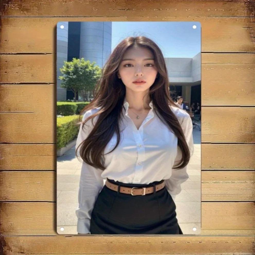 Metal Wall Art Minimalist Iron Portrait, 2D Elegant Home Office Decor for Cafe Bar