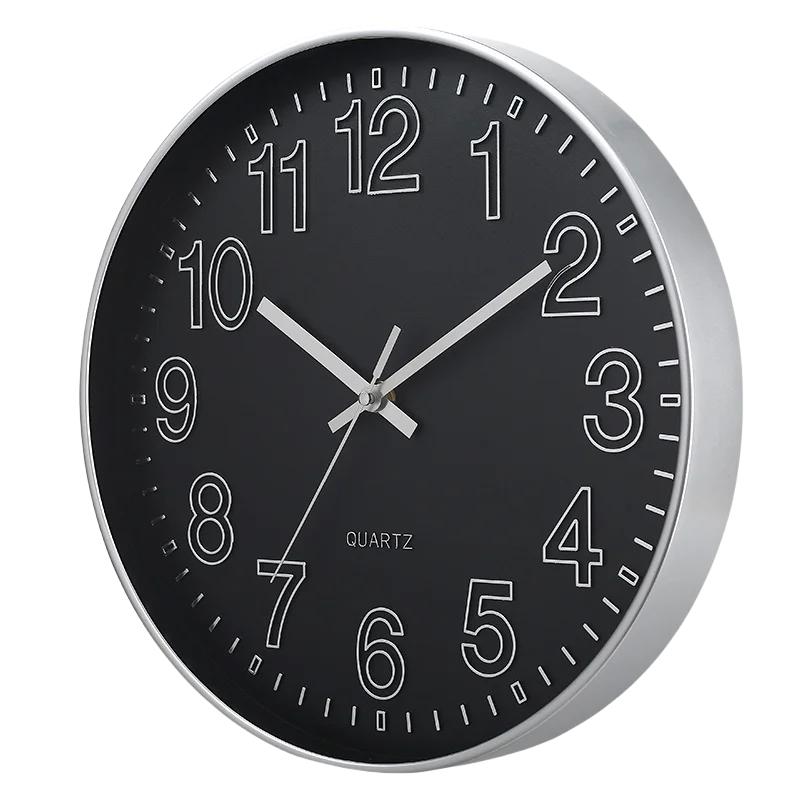 12 Inch Mute Room Wall Clock Mute Does Not Tick Round Three-dimensional Wall Hanging Clock for Study Bedroom Livingroom