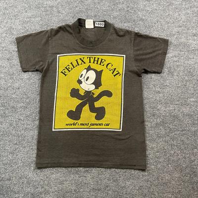 Maglietta Vintage Felix il Gatto 1988 Piccola 17x23 Nero Sbiadito