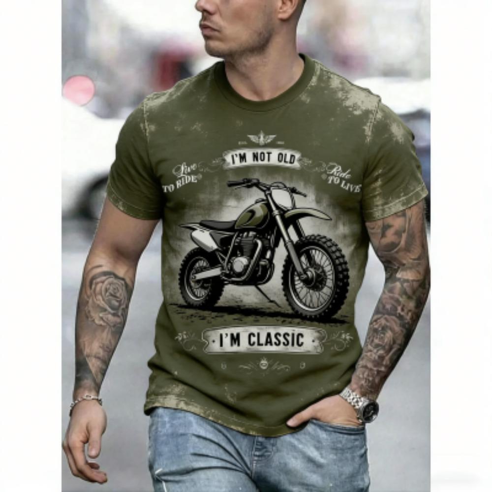 Fashion Europe America Summer Men's T-Shirt Motorcycle 3D Print Tees Top Loose Short Sleeve Streetwear Oversized Women T-shirt
