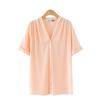 New Arrival Plus Size Women's Clothing Fashion Style Short Sleeve Tops European Station Loose Slimming and All-Matching Pure Color Chiffon Shirt