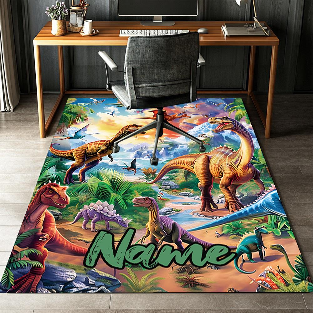 Custom Name Dinosaur Printed Carpet,Rug for Office Chair Living Room Bedroom Kitchen Room Decor Gifts.